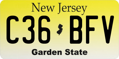 NJ license plate C36BFV