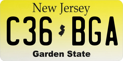 NJ license plate C36BGA