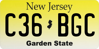 NJ license plate C36BGC