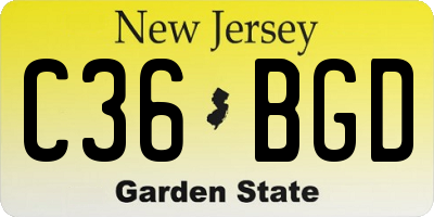 NJ license plate C36BGD