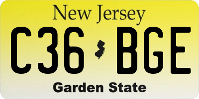 NJ license plate C36BGE