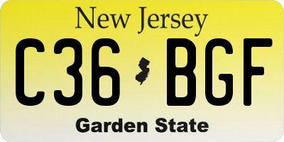 NJ license plate C36BGF