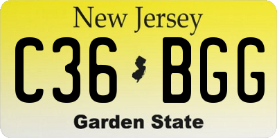 NJ license plate C36BGG