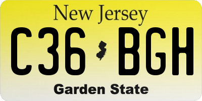 NJ license plate C36BGH