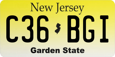 NJ license plate C36BGI