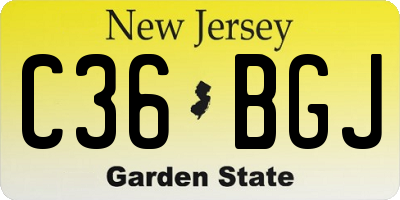 NJ license plate C36BGJ