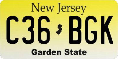 NJ license plate C36BGK