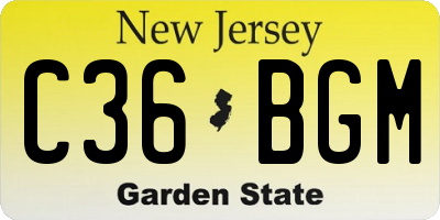 NJ license plate C36BGM