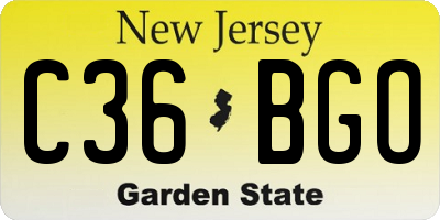 NJ license plate C36BGO