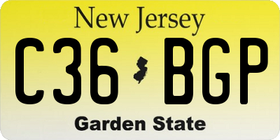 NJ license plate C36BGP