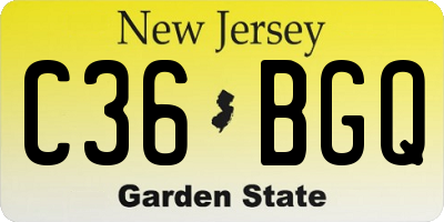 NJ license plate C36BGQ