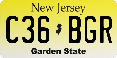 NJ license plate C36BGR
