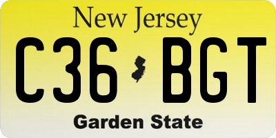 NJ license plate C36BGT