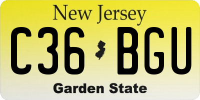 NJ license plate C36BGU