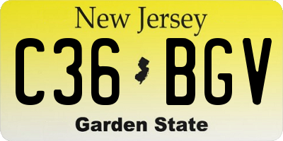 NJ license plate C36BGV