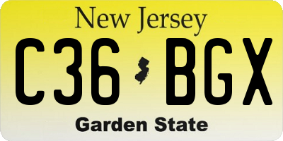 NJ license plate C36BGX