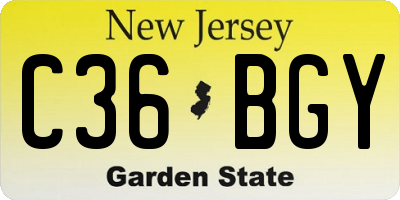 NJ license plate C36BGY