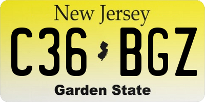 NJ license plate C36BGZ