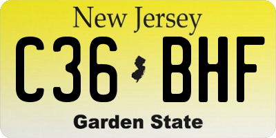 NJ license plate C36BHF