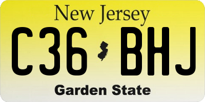 NJ license plate C36BHJ