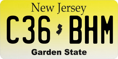 NJ license plate C36BHM