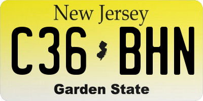 NJ license plate C36BHN