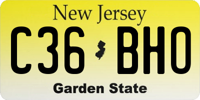NJ license plate C36BHO
