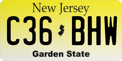 NJ license plate C36BHW