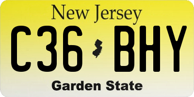 NJ license plate C36BHY