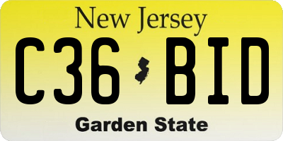 NJ license plate C36BID