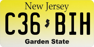 NJ license plate C36BIH