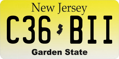 NJ license plate C36BII