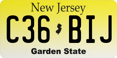 NJ license plate C36BIJ