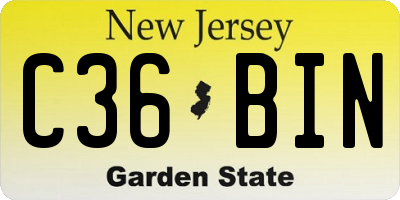 NJ license plate C36BIN
