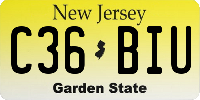 NJ license plate C36BIU