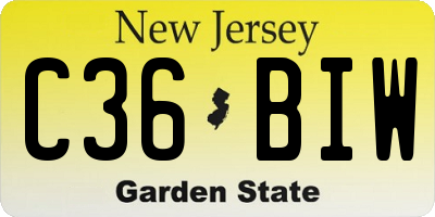 NJ license plate C36BIW