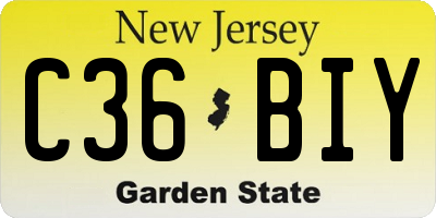 NJ license plate C36BIY