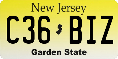 NJ license plate C36BIZ