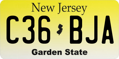 NJ license plate C36BJA