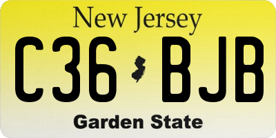 NJ license plate C36BJB