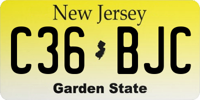 NJ license plate C36BJC
