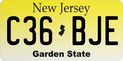NJ license plate C36BJE