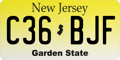 NJ license plate C36BJF