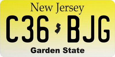 NJ license plate C36BJG