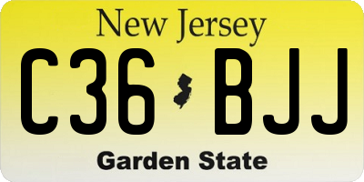 NJ license plate C36BJJ