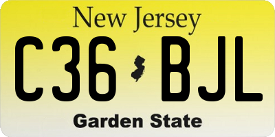 NJ license plate C36BJL