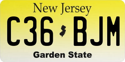 NJ license plate C36BJM