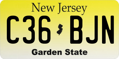 NJ license plate C36BJN