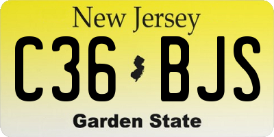 NJ license plate C36BJS