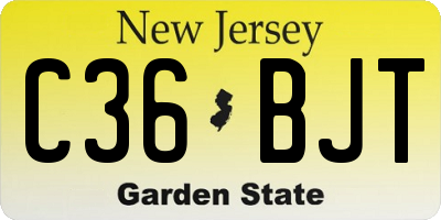 NJ license plate C36BJT